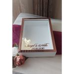 Verda Çerçeve Yeni Model 25X35 Cm Beyaz-Rose Ledli Derin Gül Tasarım Çerçevesi! Gül Kutusu Anı Çerçevesi! Isimli