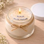 Verda Desing Benim Olur Musun Notlu Kokulu Kavanoz Mum - Özel Notlu Hediyelik Cam Mum - Beyaz - 1 Adet