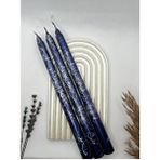 Verda Desing Dekoratif Gümüş Mermer Desenli Metalik Lacivert Şamdan Mumu 3 Lü Set - Çok Renkli - 3 Adet