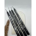 Verda Desing Dekoratif Gümüş Mermer Desenli Metalik Siyah Şamdan Mumu 4 Lü Set - 1