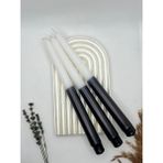 Verda Desing Dekoratif Metalik Siyah Beyaz Şamdan Mumu 3 Lü Set - Metalik Siyah - Beyaz - 1