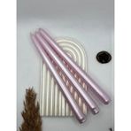 Verda Desing Dekoratif Neon Metalik Açık Pembe Şamdan Mumu 3 Lü Set - 1