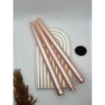 Verda Desing Dekoratif Neon Metalik Somon Pembesi Şamdan Mumu 3 Lü Set - 1