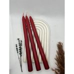 Verda Desing Dekoratif Pastel Mat Kırmızı Şamdan Mumu 3 Lü Set - 1