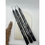 Verda Desing Dekoratif Siyah Mermer Desenli Metalik Altın Şamdan Mumu 3 Lü Set - Çok Renkli - 1