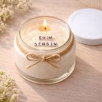 Verda Desing Evim Sensin Notlu Kokulu Kavanoz Mum - Özel Notlu Hediyelik Cam Mum - Beyaz - 1 Adet