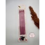 Verda Desing Metalik Pembe Uzun Çubuk Pasta Mumu 20 cm 6 Lı Set - 1