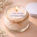 Verda Desing Sen Benim En Güzelimsin Notlu Kokulu Kavanoz Mum - Özel Notlu Hediyelik Cam Mum - Beyaz - 1 Adet