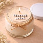 Verda Desing Seninle Huzur Notlu Kokulu Kavanoz Mum - Özel Notlu Hediyelik Cam Mum - Beyaz - 1 Adet