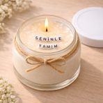 Verda Desing Seninle Tamım Notlu Kokulu Kavanoz Mum - Özel Notlu Hediyelik Cam Mum - Beyaz - 1 Adet