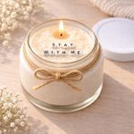 Verda Desing Stay With Me Notlu Kokulu Kavanoz Mum - Özel Notlu Hediyelik Cam Mum - Beyaz - 1 Adet