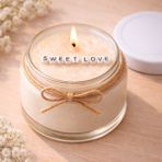 Verda Desing Sweet Love Notlu Kokulu Kavanoz Mum - Özel Notlu Hediyelik Cam Mum - Beyaz - 1 Adet