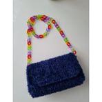 Verda Desing Teddy Peluş Omuz Çantası Lacivert Simli - 24x8x17h 50 cm Zincir