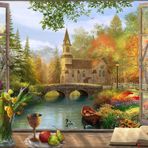 Vermont Christmas Herbstkirche Jigsaw yapboz 550 parça