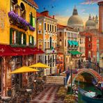 Vermont Christmas Venedig Cafe Jigsaw yapboz 550 parça