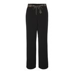 VERO MODA Bayan Vmrakel M/W Pants WVN Btq kumaş pantolon, Siyah/Detay: Siyah/Altın Lurex Kemer, S