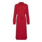 VERO MODA Kadın Vmalva L/S Calf Shirt Dress WVN Ga Elbise, Salsa, M