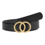 VERO MODA Kadın Vmditte Coated Belt Noos sentetik kemer, Siyah/Detay: Altın, 85