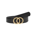 VERO MODA Kadın Vmditte Coated Belt Noos sentetik kemer, Siyah/Detay: Altın, 95