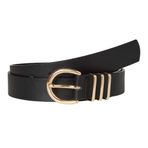VERO MODA Kadın Vmelisa Coated Belt Noos sentetik kemer, Siyah/Detay: Altın, 95