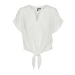 VERO MODA Kadın VMGABBI SS CROPPED TIE TOP WVN GA Tişört Beyaz M