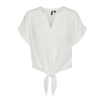 VERO MODA Kadın VMGABBI SS CROPPED TIE TOP WVN GA Tişört Beyaz S