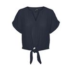 VERO MODA Kadın VMGABBI SS CROPPED TIE TOP WVN GA Tişört Lacivert XS