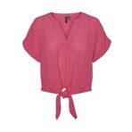 VERO MODA Kadın VMGABBI SS CROPPED TIE TOP WVN GA Tişört Pembe M