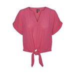 VERO MODA Kadın VMGABBI SS CROPPED TIE TOP WVN GA Tişört Pembe S