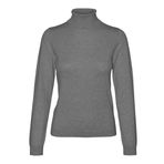 VERO MODA Kadın Vmiris Ls yuvarlak yaka kazak Ga Noos örgü kazak, Orta Gri Melanj, S