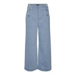 VERO MODA Kadın VMKAYLA HR WIDE BUTTON JEANS VI3444 Jean Açık Mavi Denim L