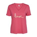 VERO MODA Kadın VMKLOVE S/S V-NECK tişört JRS BTQ GA Tişört Pembe S