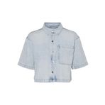 VERO MODA Kadın VMLILIA 2/4 LOOSE DENIM SHIRT GU3207 Denim Gömlek Açık Mavi Denim S