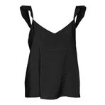 VERO MODA Kadın VMQUEENY FRILL SINGLET WVN GA Tişört Siyah M