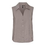 VERO MODA Kadın VMQUEENY SL SHIRT WVN GA Gömlek Koyu Bej S