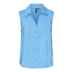 VERO MODA Kadın VMQUEENY SL SHIRT WVN GA Gömlek Mavi L