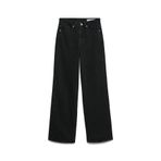 Vero Moda Kadın Yüksek Bel, Geniş Paça, Koyu Gri Denim Pantolon, 29-32