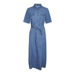 Vero Moda Medium Blue Denim Kadın Uzun Elbise VMVIO 2/4 REG 7/8 SHIRT DRESS YO337