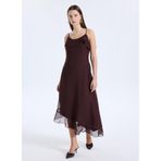 Vero Moda U Yaka Düz Kahve Diz Altı Elbise, XS, 10344471, Chocolate Martini, Kadın