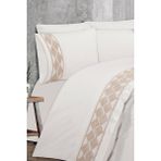 Verona Fransız Dantelli Çift Kişilik Nevresim Takımı Krem Bej - 230 x 240 cm