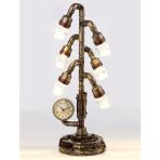 Veronese Bronz Renk Işıklı Steampunk Saatli Figür 44CM