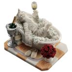 Veronese Design 4 1/8 Inç Banyo Köpüren Tubby Kedi Reçine Hayvan Koleksiyon El Boyalı Minyatür
