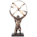 Veronese Design Göksel Küre Heykeli Soğuk Döküm Reçine Antik Bronz Kaplama Taşıyan 9 İnç Atlas