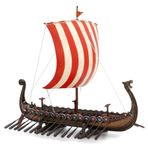 Veronese Design Kırmızı ve Beyaz Yelkenli Ev Dekoru Heykeli ile 13 İnç Viking Uzun Gemisi