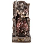 Veronese Design Thunderbolt Reçine Heykel Boyalı Bronz Kaplama Minyatür Tutan Tahtta Oturan 3 3/8 Inç Zeus