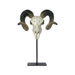 Veronese Metal Standlı Boynuzlu Koç Kafası Figürü 46CM