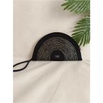 Veronica Art Renkli Clutch El Çantası Siyah Gümüş Şeritli