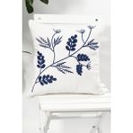 Verra Home Punch Nakışlı Kırlent Kılıfı 45 x 45 cm - Yaprak Desen - Lacivert