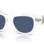 Versace Erkek Güneş Gözlüğü Siyah Çerçeve, Koyu Gri Lensler, 52MM, Kristal Mavi, 52/19/140