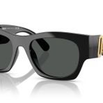 Versace Erkek Güneş Gözlüğü Siyah Çerçeve, Koyu Gri Lensler, 52MM